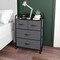 Emma and Oliver Hermes Nightstand with 4 Fabric Drawers, Charging Station with 2 USB Ports/Power Outlet, Engineered Wood Top, Wood Handles, Metal Frame